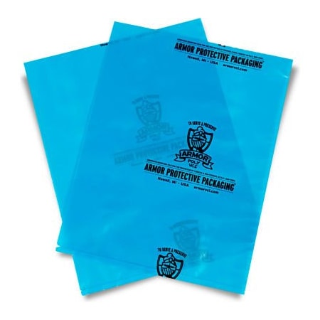 Armor Protective Packaging Armor Poly VCI Flat Bags, 18"W x 24"L, 4 Mil, Blue, 250/Pack PVCIBAG4MB1824IC